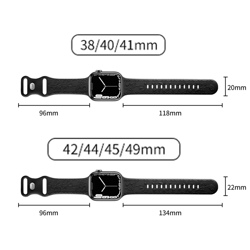Bracelet gravé de fleurs pour Apple Watch