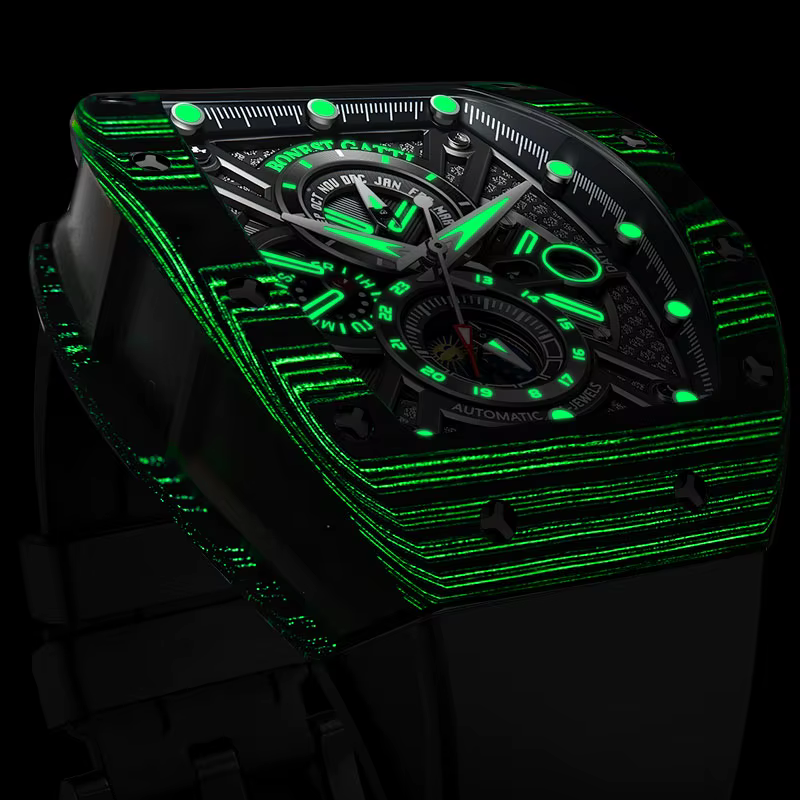BONEST GATTI 9007 nouvelles montres pour hommes montre mécanique automatique en Fiber de carbone multi-fonctionnelle montre-bracelet à la mode
