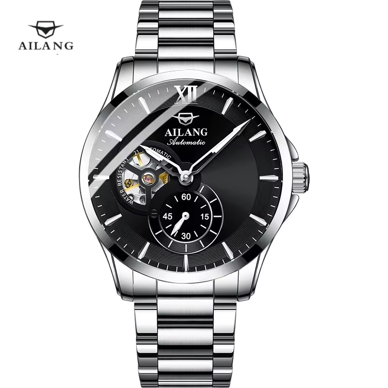 Nouvelle Montre Squelette Étanche Tendance en Cuir Véritable Lumineuse 3 Bar AL8627 AILANG Luxe Mécanique Automatique