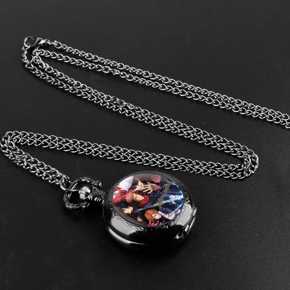 Montre de poche à dôme en verre Jujutsu Kaisen – Noyau à quartz + chaîne durable