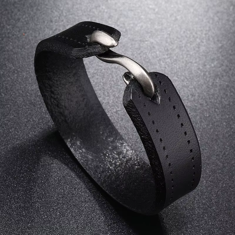 ZORCVENS Vintage en cuir véritable Wrap cordon manchette Bracelet pour main poignet