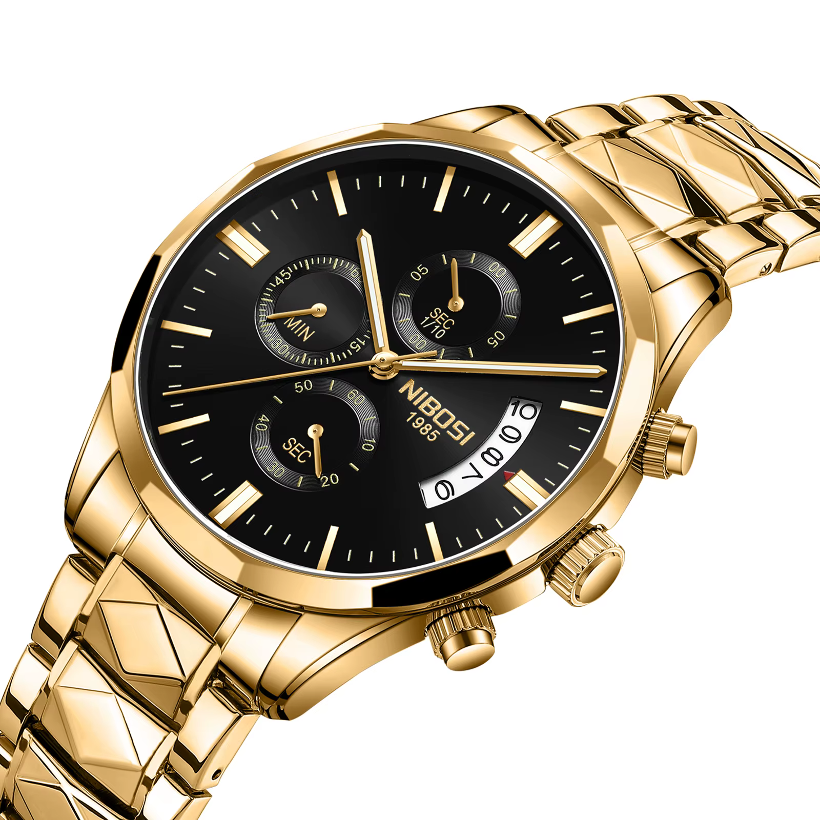 NIBOSI montres pour hommes de luxe étanche lumineux mode robe montre à Quartz décontracté analogique chronographe or noir montre-bracelet