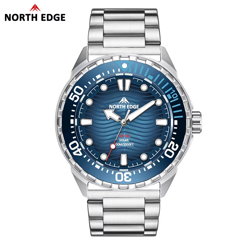Nouvelle montre de plongée solaire NORTH EDGE 2026 TRITON pour hommes