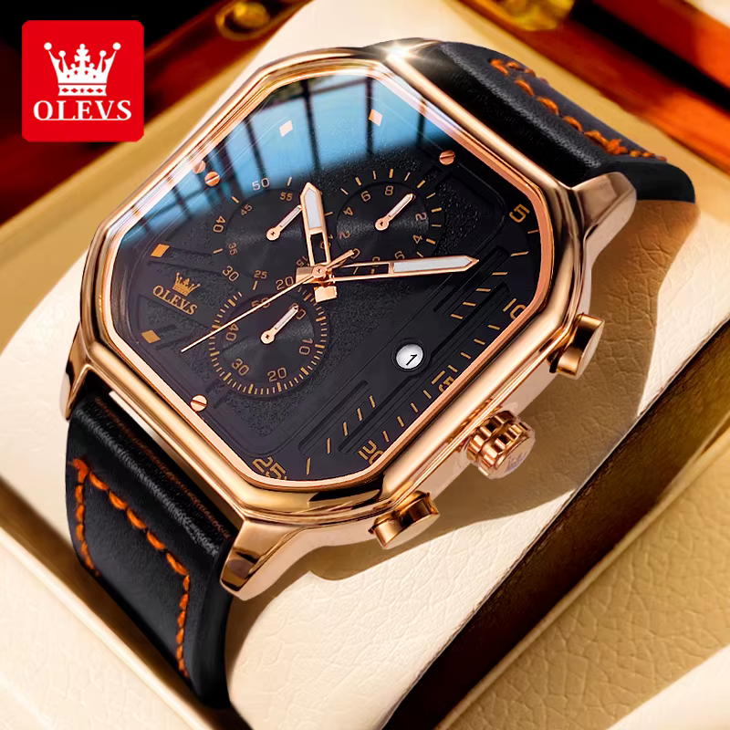 Montre-bracelet carrée étanche pour homme