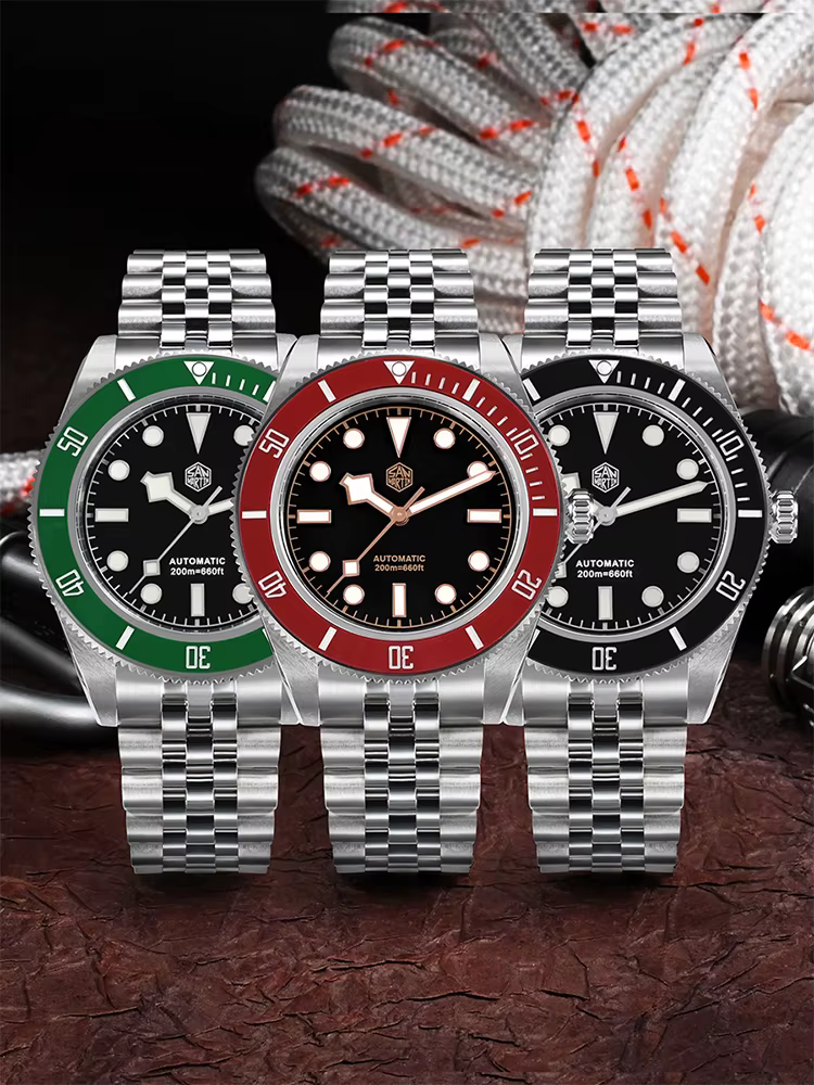 San Martin 40mm NH35 montre pour hommes plongée mécanique montre-Bracelet 5 maillons Bracelet lunette en céramique étanche 20Bar BGW-9 Reloj SN0128