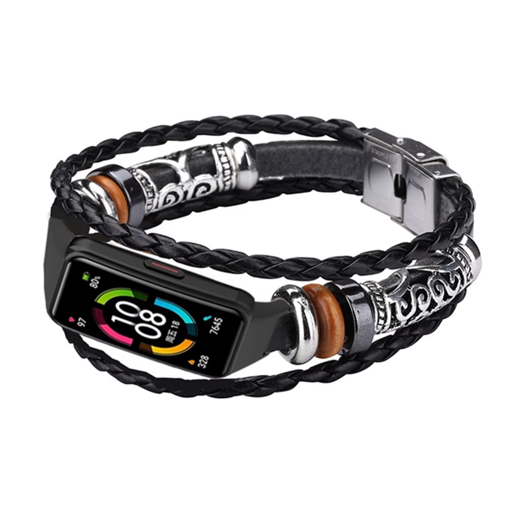 Pour Honor Band 6 Bracelet en cuir tressé