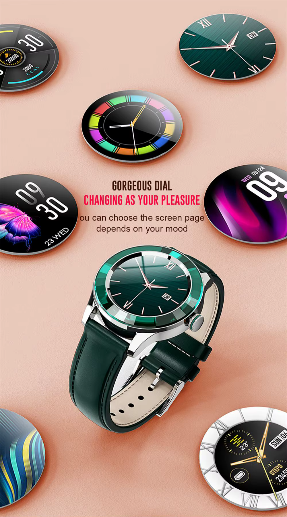 MISIRUN montre intelligente entièrement tactile écran rond