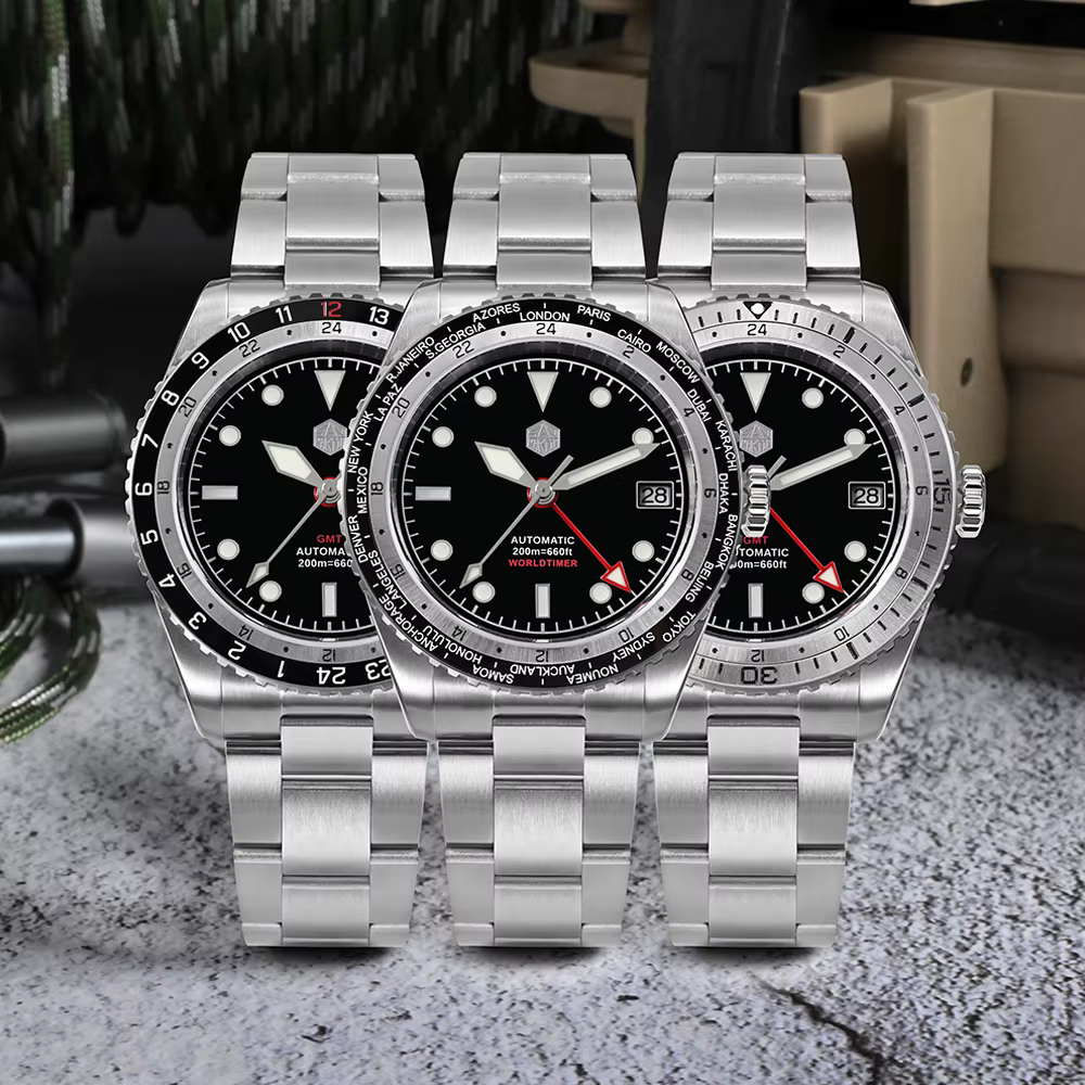 San Martin-Montre-bracelet mécanique automatique pour homme