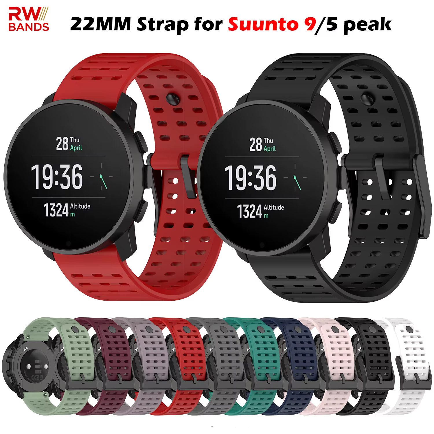Bracelet de sport en Silicone pour Suunto 9 Peak Pro/Vertical/Suunto 5/Peak Comfort