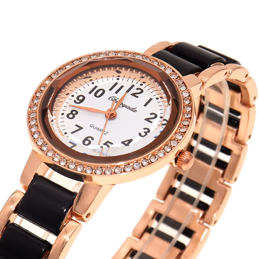 Montre-bracelet à quartz en or rose pour femme