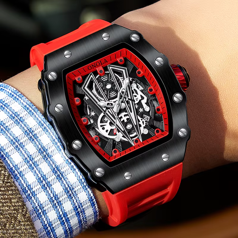 ONOLA 3826 marque sport luxe Tonneau montre hommes montres en plein air étanche lumineux horloge décontractée