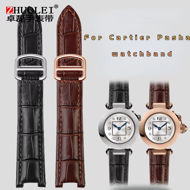 Bracelet de montre pliable en cuir véritable pour homme et femme