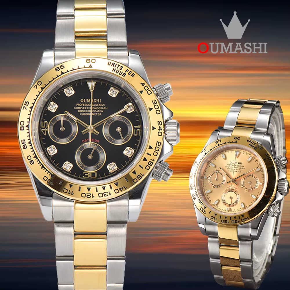 39.5MM VK63 montre de luxe affaires décontracté mode étanche verre saphir lumineux mécanique