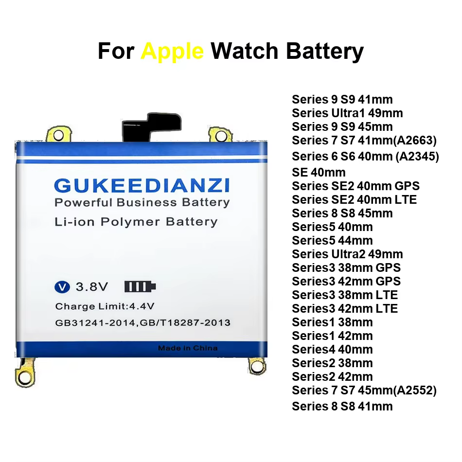 Batterie Ultra GPS 300-700 mAh pour Apple Watch Series 41MM 44MM 45MM SE SE2 1 2 3 4 5 6 7 8 9 40MM LTE 38MM 42MM