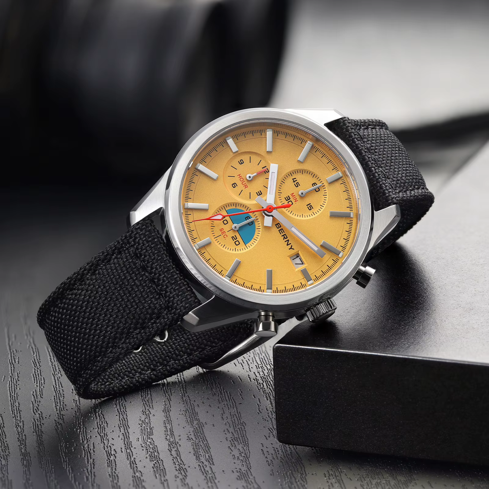 BERNY – montre chronographe à Quartz pour hommes