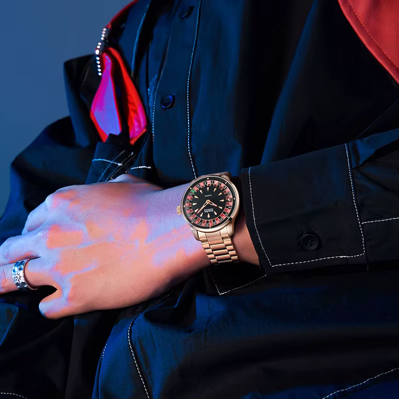 Mark Fairwhale 5031 mode montres à Quartz pour homme cadran rotatif créatif lumineux étanche bracelet en acier décontracté hommes montre-bracelet