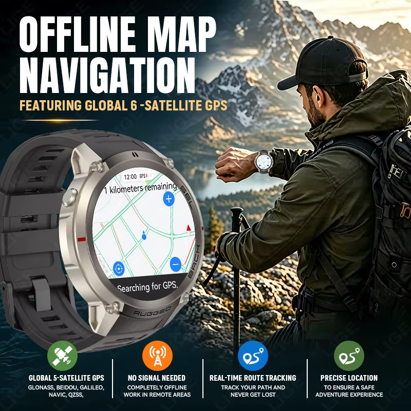 Nouvelle Montre Connectée GPS d'Extérieur 2026 avec Cartes Hors Ligne