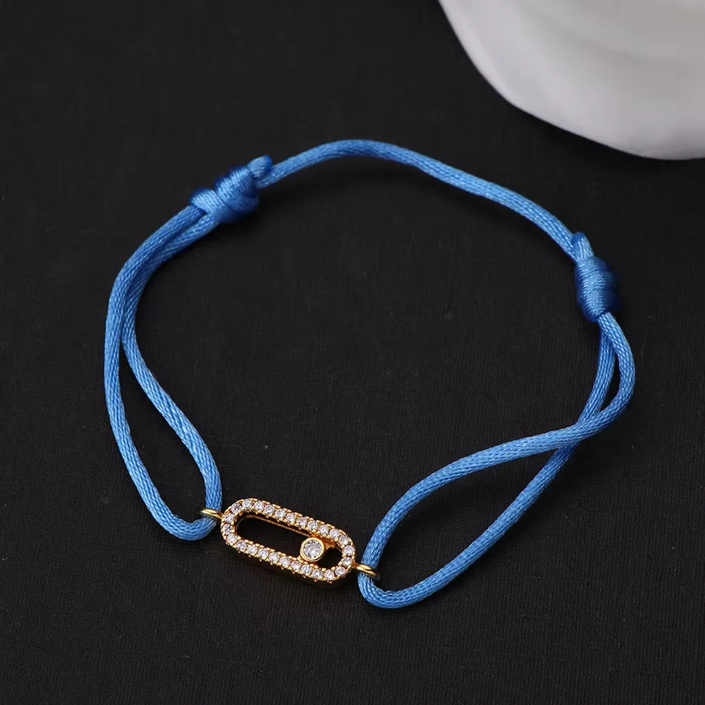 Bracelet en corde tressée avec zircon coulissant