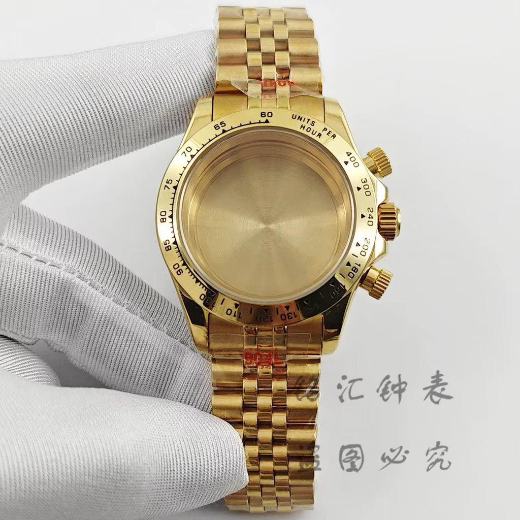 Boîtier de montre VK63 40 mm en or avec bracelet Jubilee et verre saphir pour homme