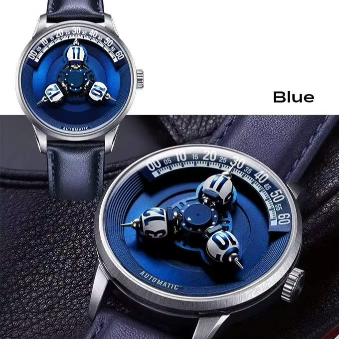 Montre mécanique de luxe pour homme Vortichron 41 mm, mouvement Miyota 8215, cadran sphérique à motif étoilé, saphir luminescent, étanche 50 m