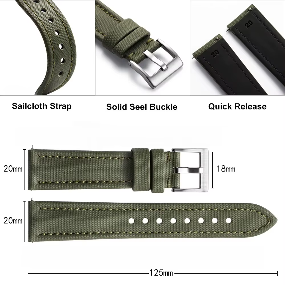 Bracelet de montre en toile de voile premium pour montres Blancpain