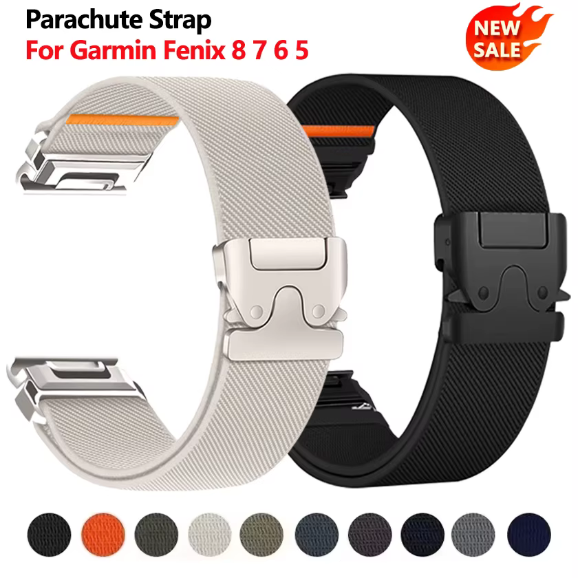 Bracelet de montre 22mm 26mm pour Garmin Fenix 8 7 Pro 7S 6X 5X 5Plus Venu 3 47mm 41mm bracelet Parachute correa bandes Garmin Forerunner