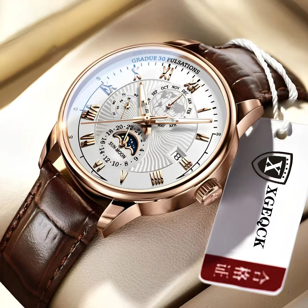 2025 hommes montre haut tendance luxe Sport montre-bracelet pour homme étanche lumineux en cuir Date montres à Quartz