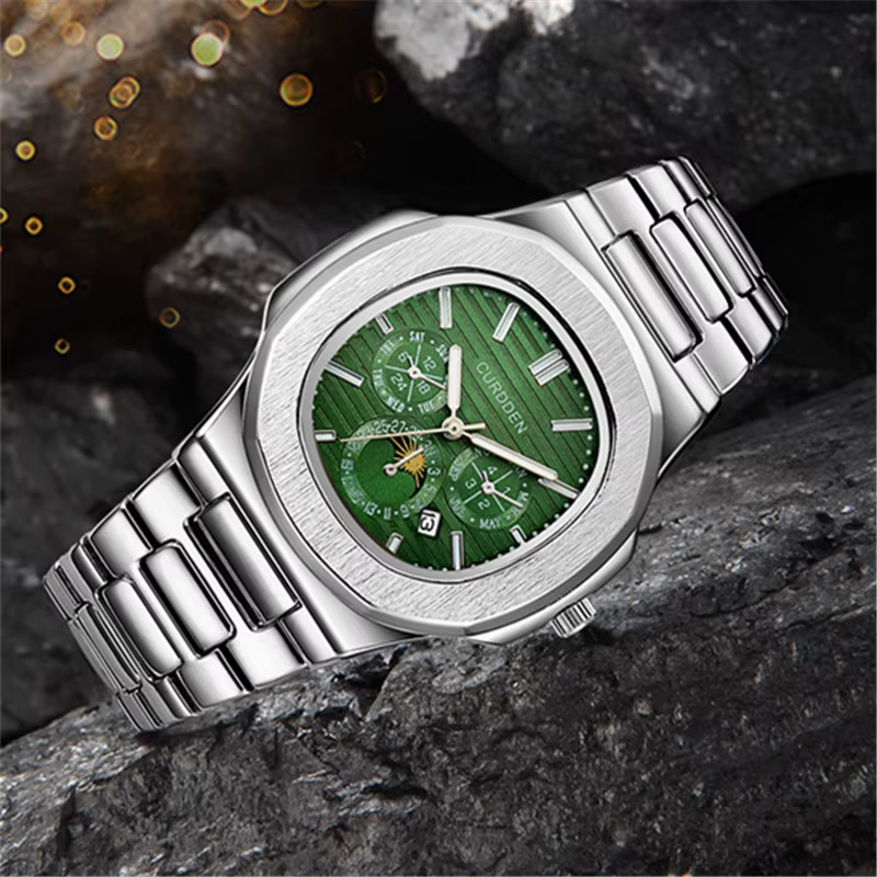 Véritable CURDDEN Super marque Montres de créateur pour hommes mode alliage bande Date montre à Quartz argent