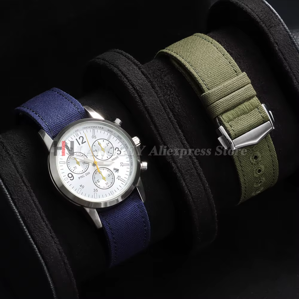 Bracelet de montre en nylon côtelé premium 20mm 22mm avec fermoir déployant pour Omega
