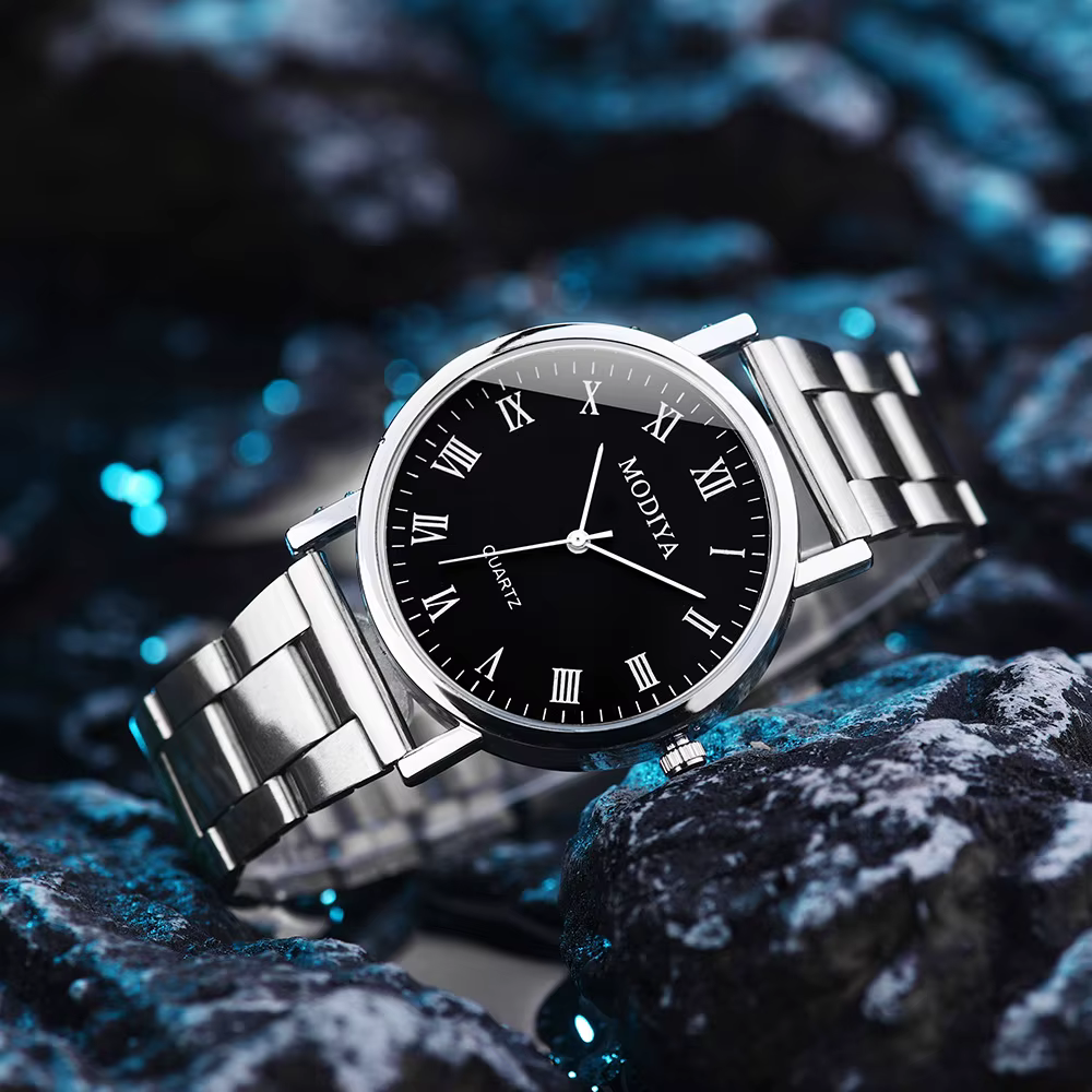 Montre à bande d'acier pour hommes