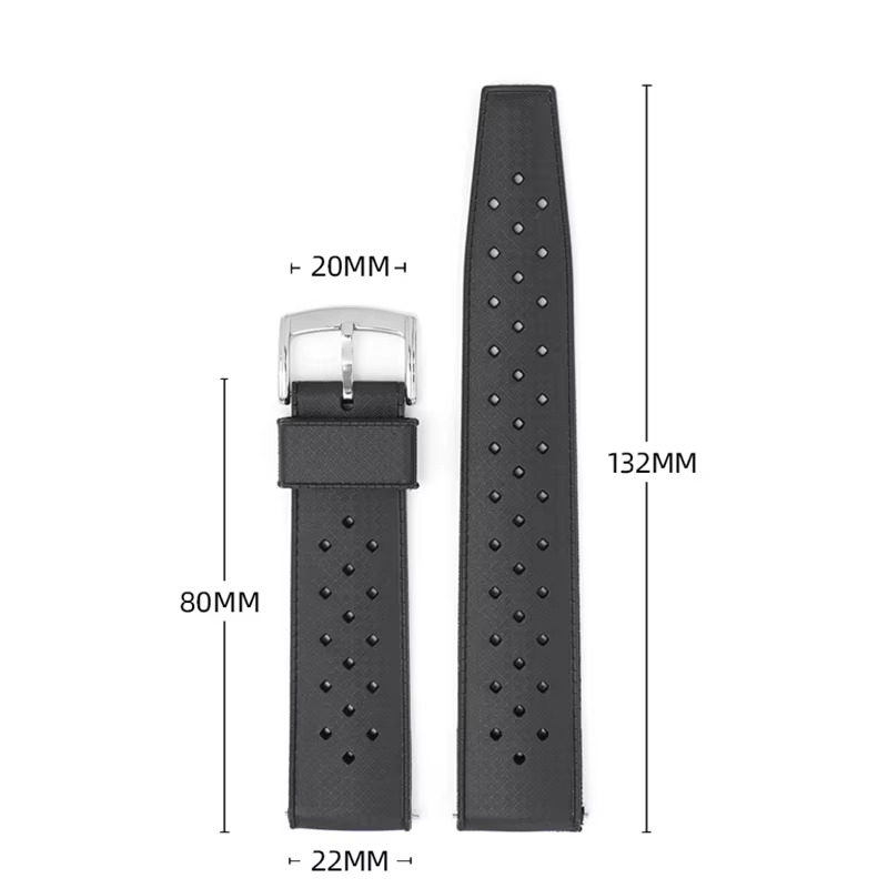 Bracelet de montre FKM de STYLE TROPIQUE classique 18mm 20mm 22mm