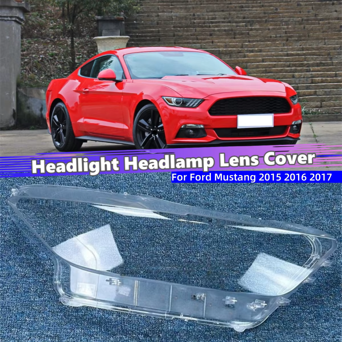 Pour Ford Mustang 2015 2016 2017 accessoires de véhicule abat-jour phare en verre voiture avant phare lentille couverture lumières coque