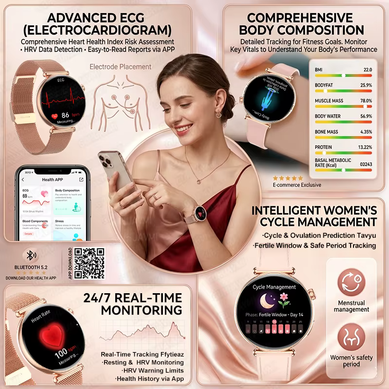 Montre connectée de santé pour femmes avec ECG