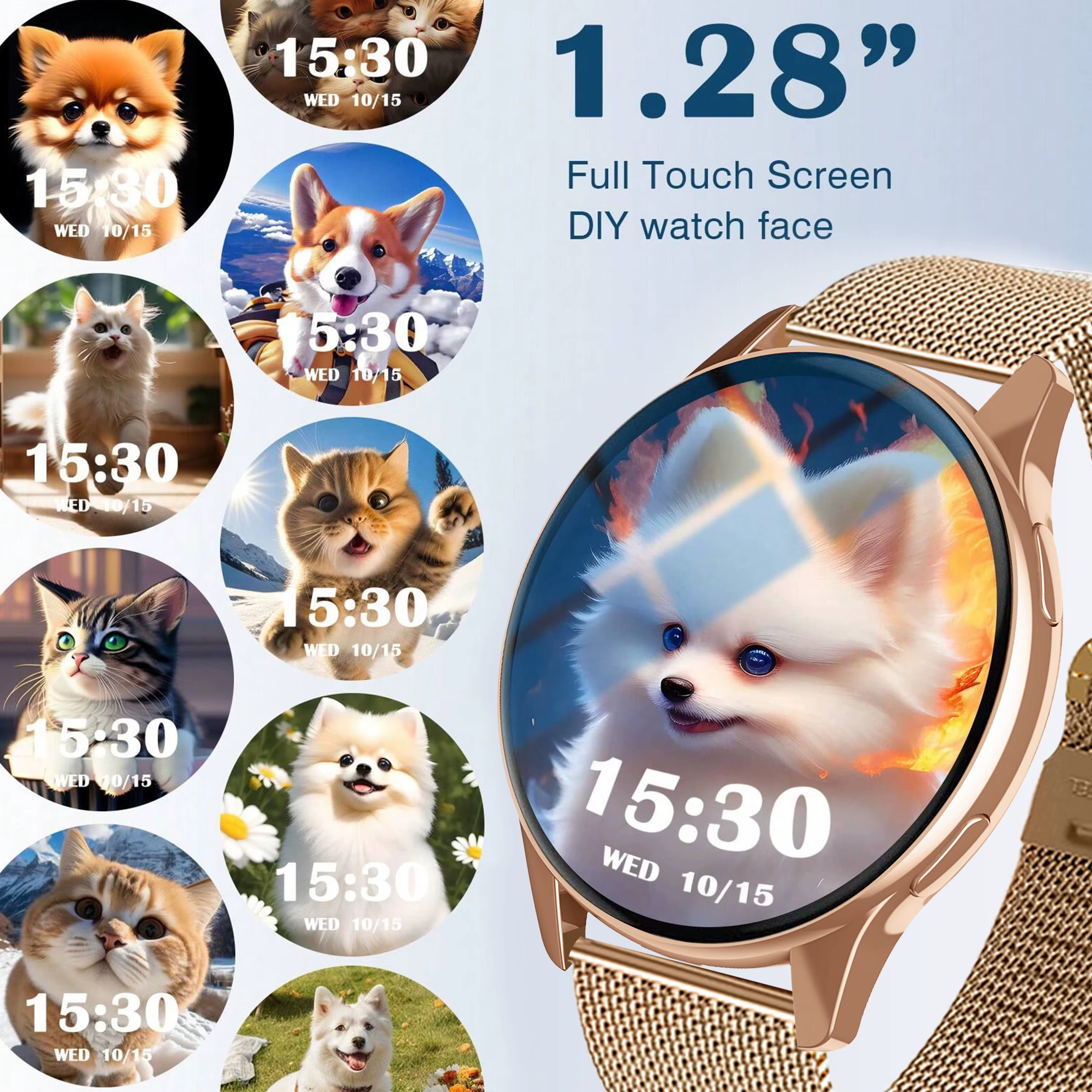 Montre intelligente HD écran tactile fréquence cardiaque sommeil BP surveillance de la santé pour téléphone Android et IOS BT appel Sport Smartwatch pour hommes femmes