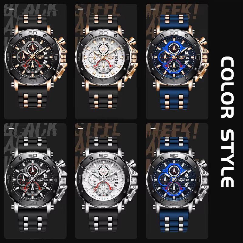 LIGE 2025 nouvelle entreprise Silicone hommes montres haut de gamme montre à Quartz de luxe