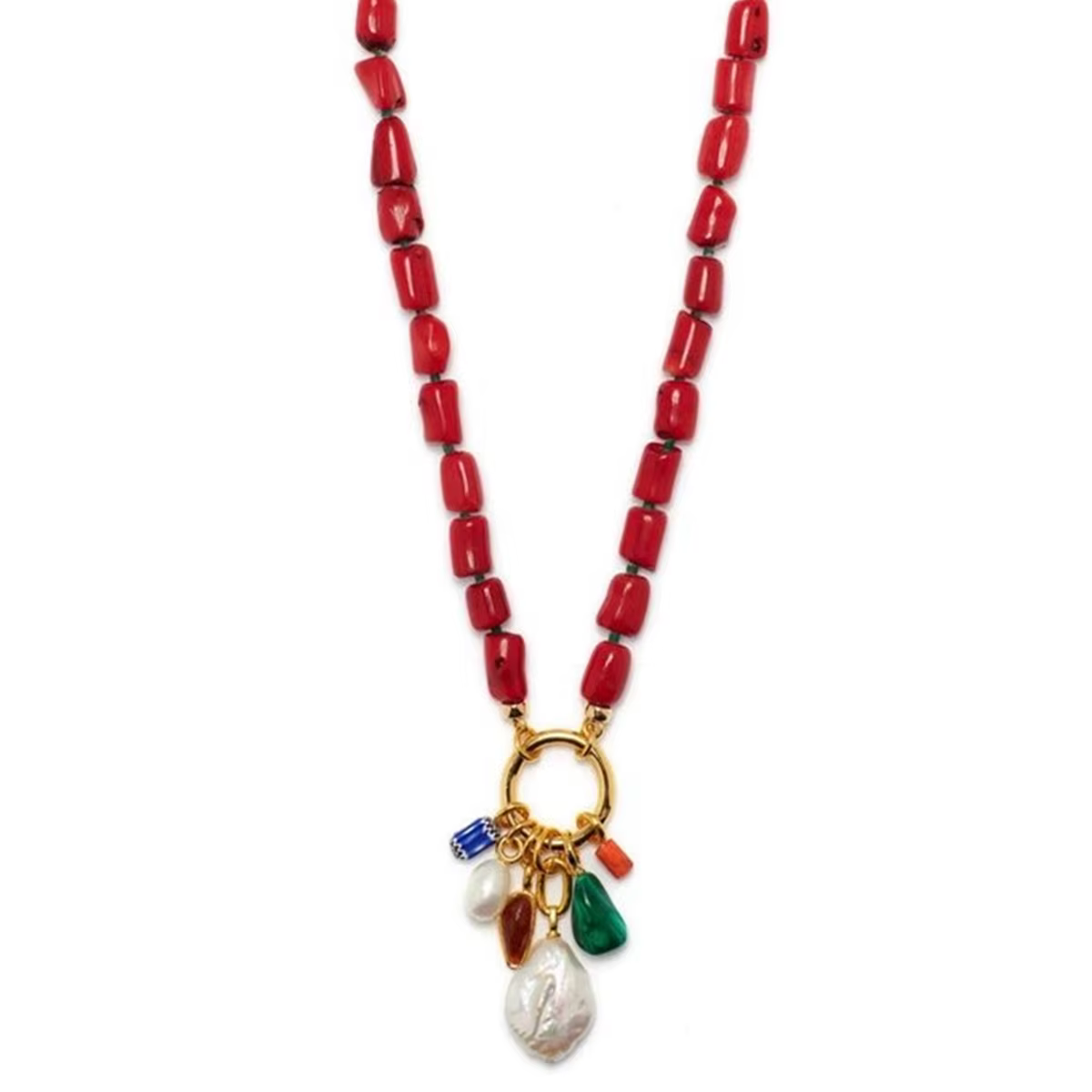 Collier en corail rouge Style INS, accessoires de mode pour femmes, nouveaux bijoux pendentif en perles naturelles, meilleur cadeau de noël pour mariage