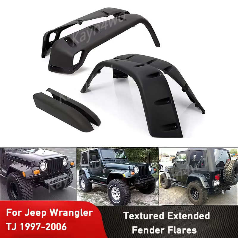 Flares de garde-boue tout-terrain 4x4, pour Jeep Wrangler TJ 1997 – 2006, Kits d'extensions d'arc de roue, accessoires extérieurs