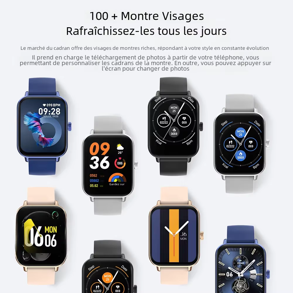COLMI P81 appel vocal montre intelligente Ultra 1.9 pouces écran 24H moniteur de santé plus de 100 Modes sportifs