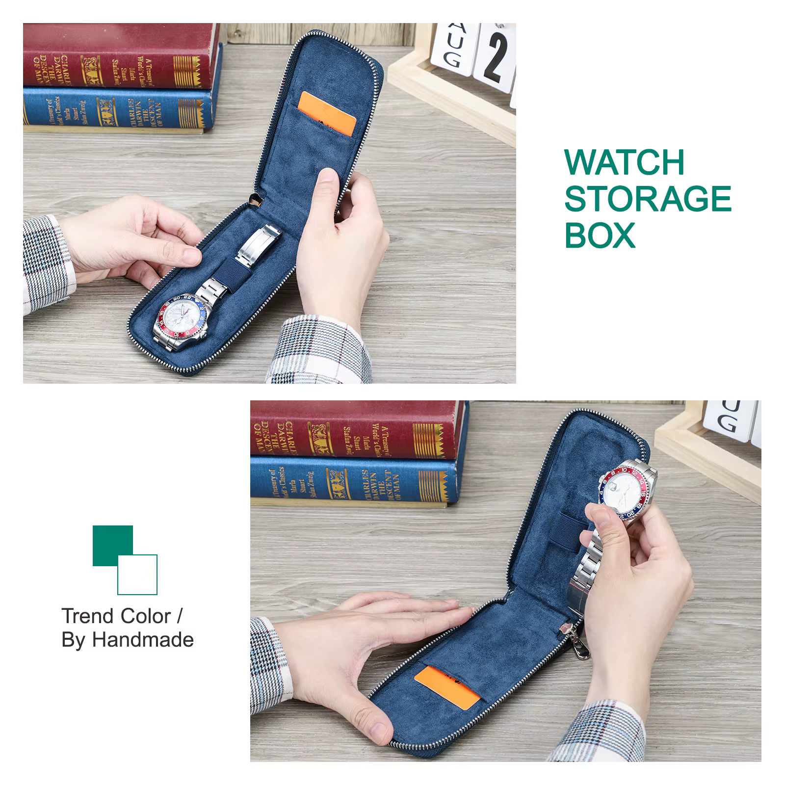 Boîte de montre en cuir multifonctionnelle pour hommes et femmes