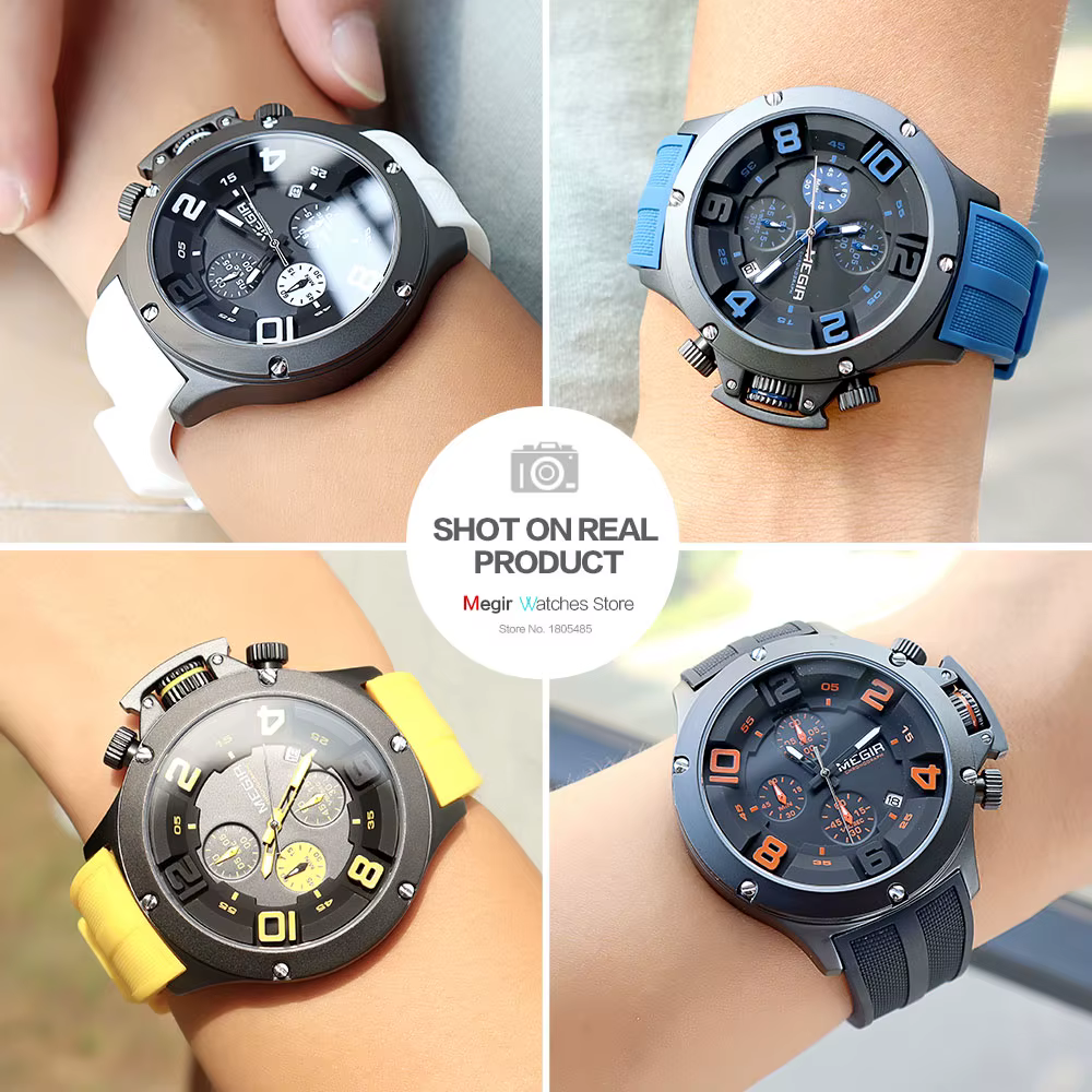 Montre de sport à quartz à grand cadran pour homme