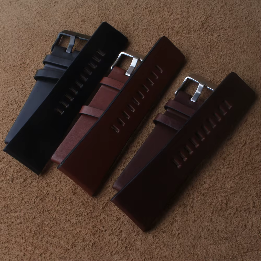 Bracelets de montre en cuir véritable pour homme