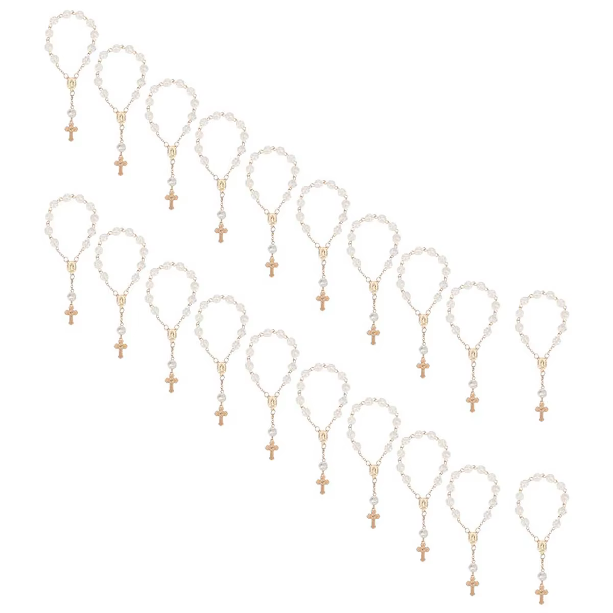 Mini chapelets en perles acryliques avec croix, faveurs de baptême, communion de baptême, doigt, bracelet Rosaire, 20 pièces