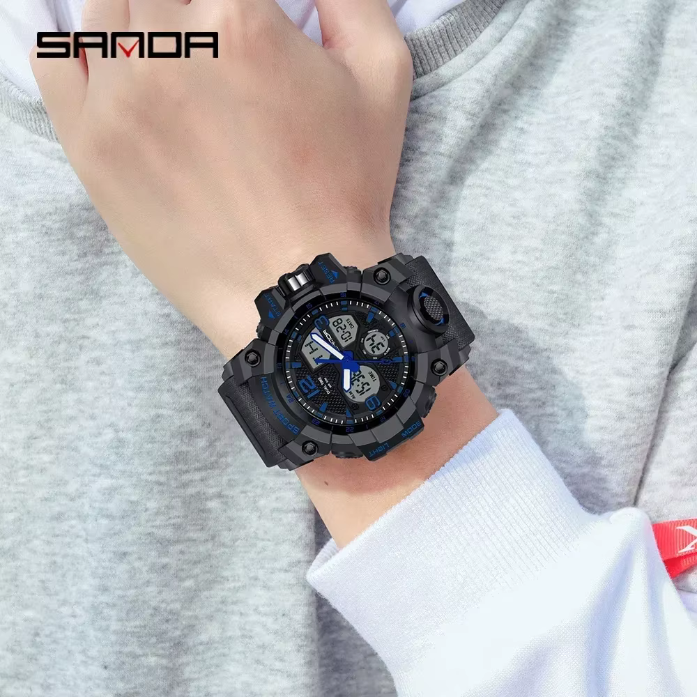 SANDA 6030 montre à Quartz militaire homme montre-bracelet étanche pour hommes horloge choc relogios masculino Top