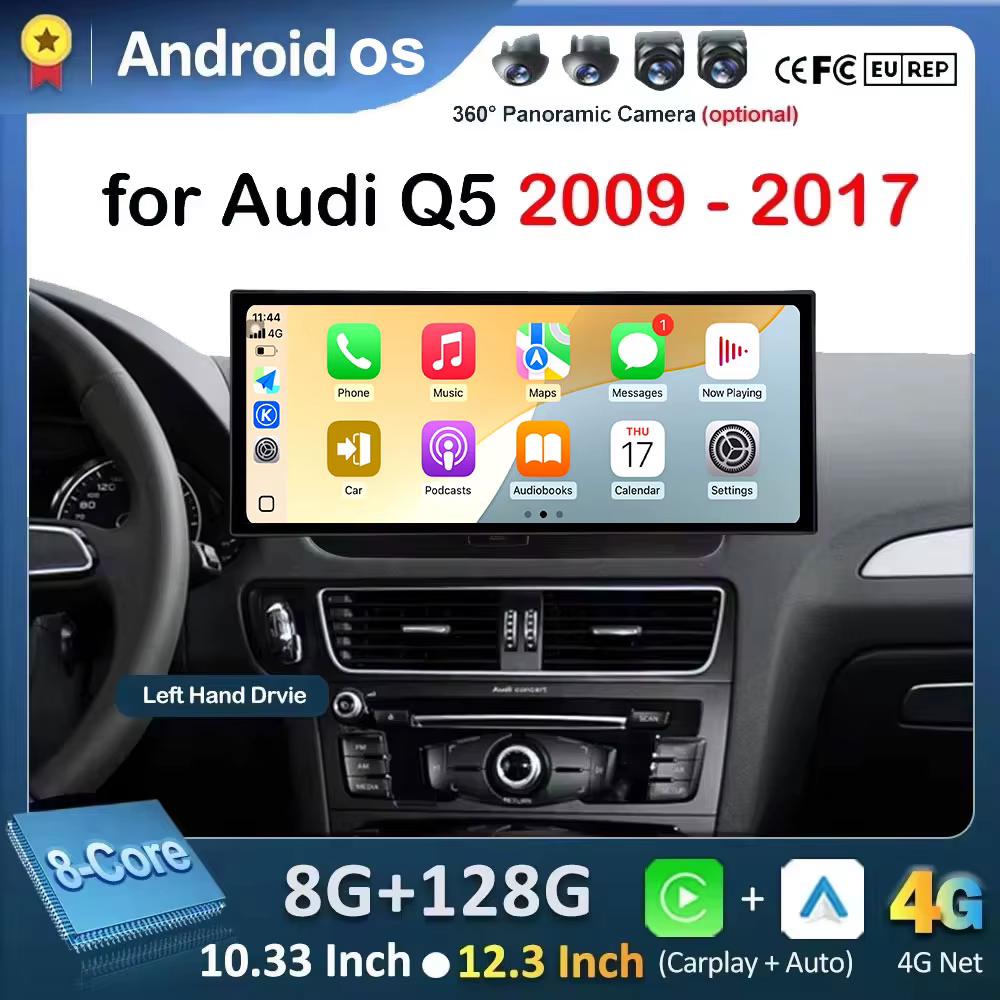 Accessoires pour Audi Q5 2009 2010 2011 2012 2013 - 2017 Android 16 GPS Navigation 4G Autoradio Lecteur multimédia vidéo DSP Auto