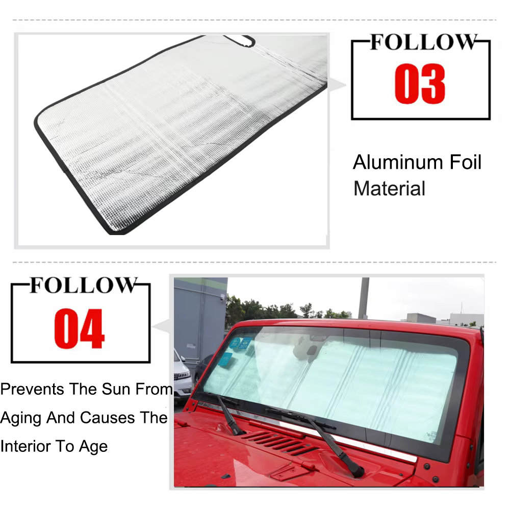 Pare-soleil pour pare-brise avant de voiture, protection contre les rayons UV, pour Jeep Wrangler TJ JK JL Gladiator JT 1997-2026, accessoires intérieurs