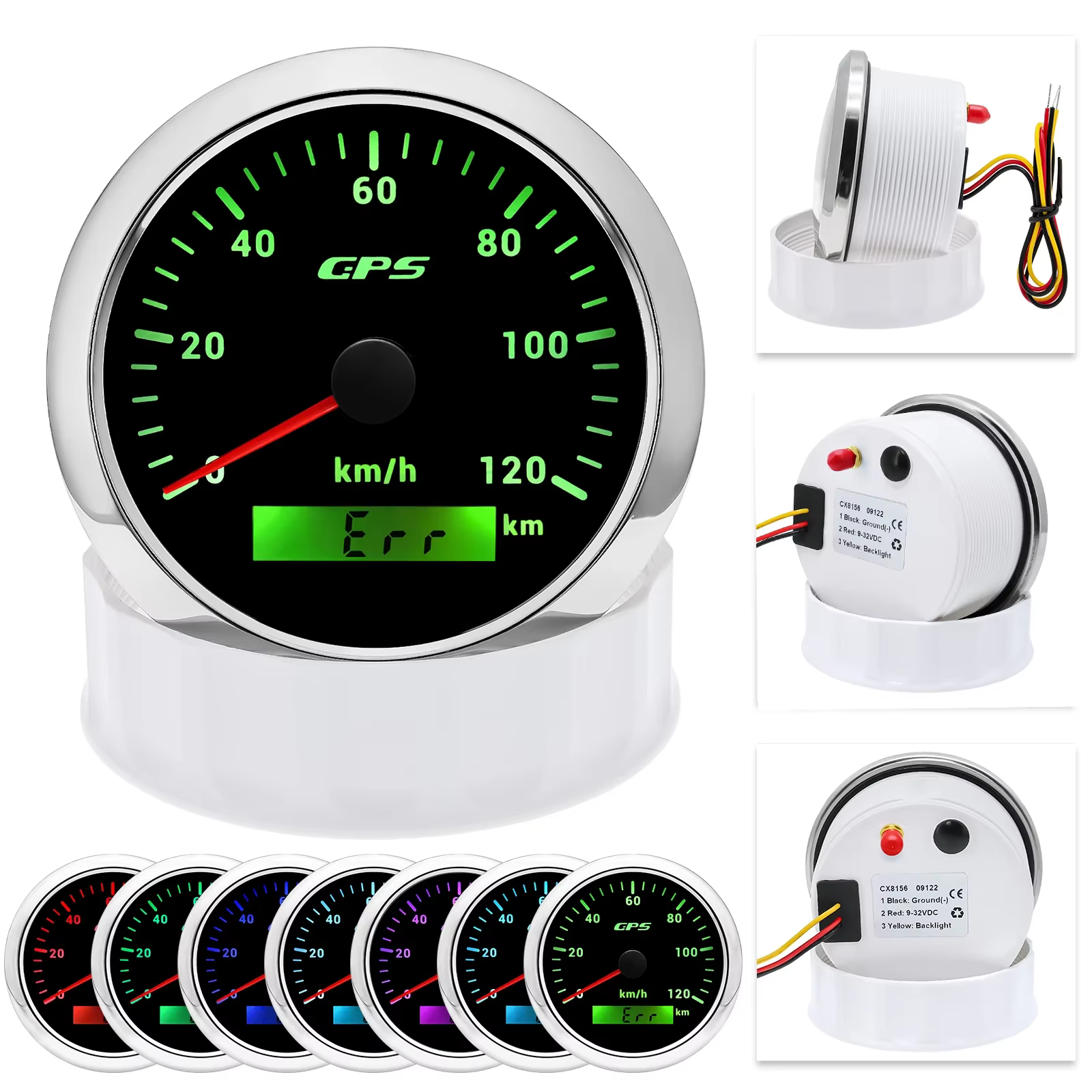 Compteur de vitesse GPS universel 85MM, rétroéclairage LED 7 couleurs, pour moto, bateau, camion, 60 km/h, 200 km/h