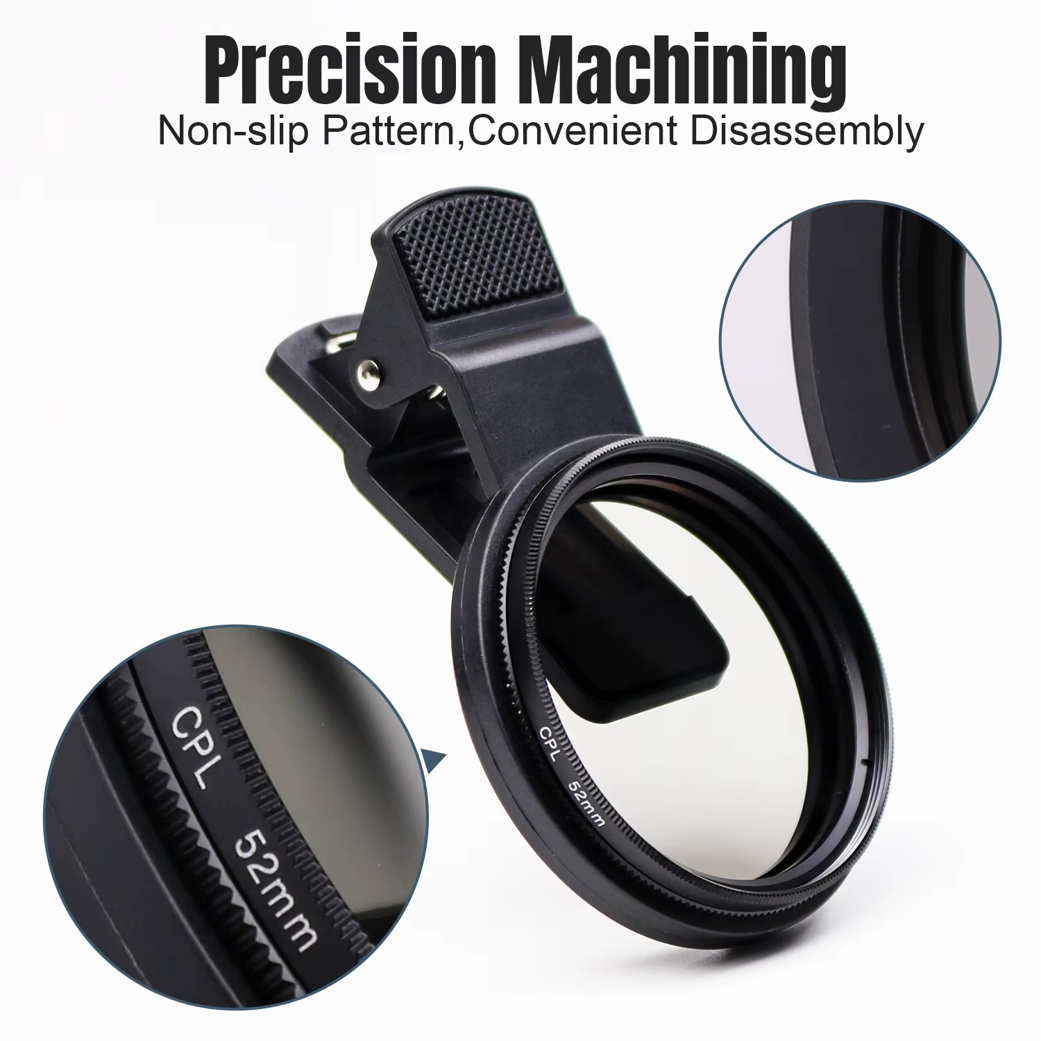 Accessoires de photographie de tatouage, filtre CPL à clipser 52mm, objectif d'appareil photo de téléphone, filtre polarisant à clipser, Clip d'objectif de téléphone Photo