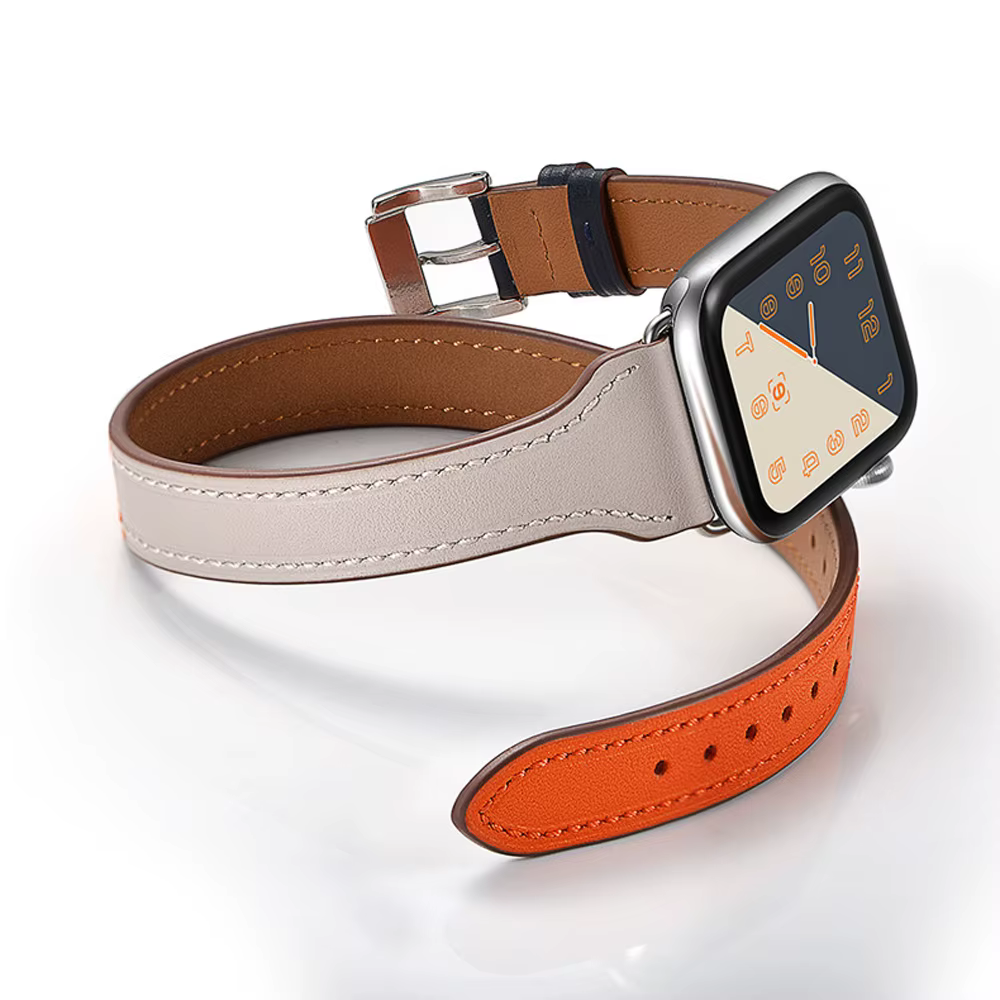 Bracelet Double Tour en Cuir group pour Apple Watch