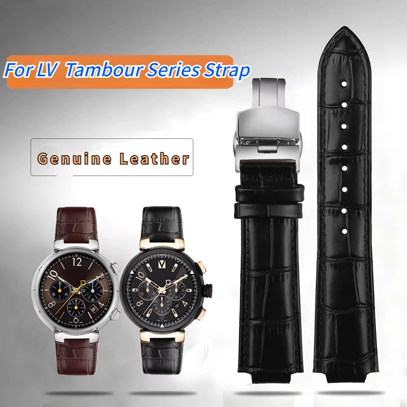 Bracelet de montre en cuir véritable pour homme et femme