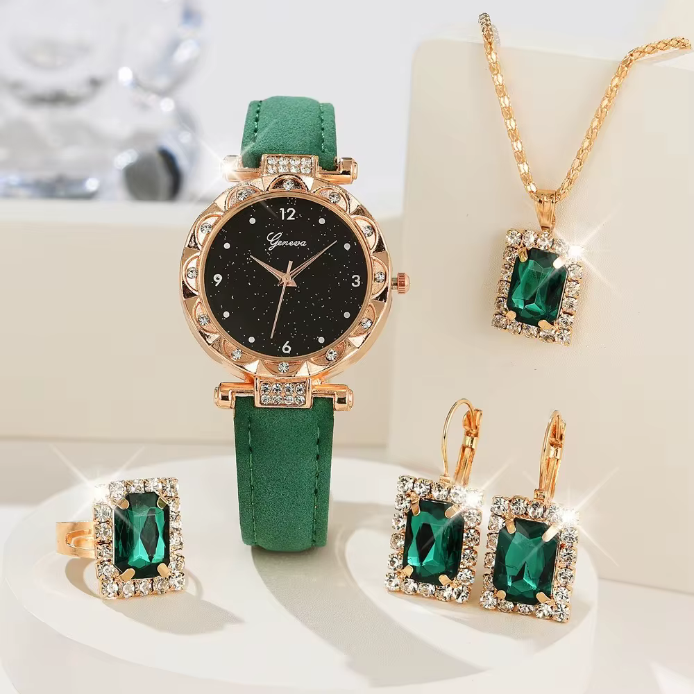 Montres pour femmes 5 pièces ensemble de luxe strass